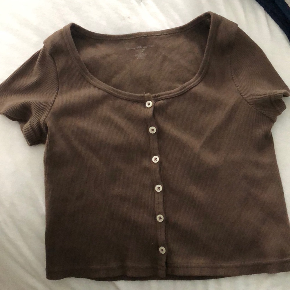 Brandy Melville brown button down top